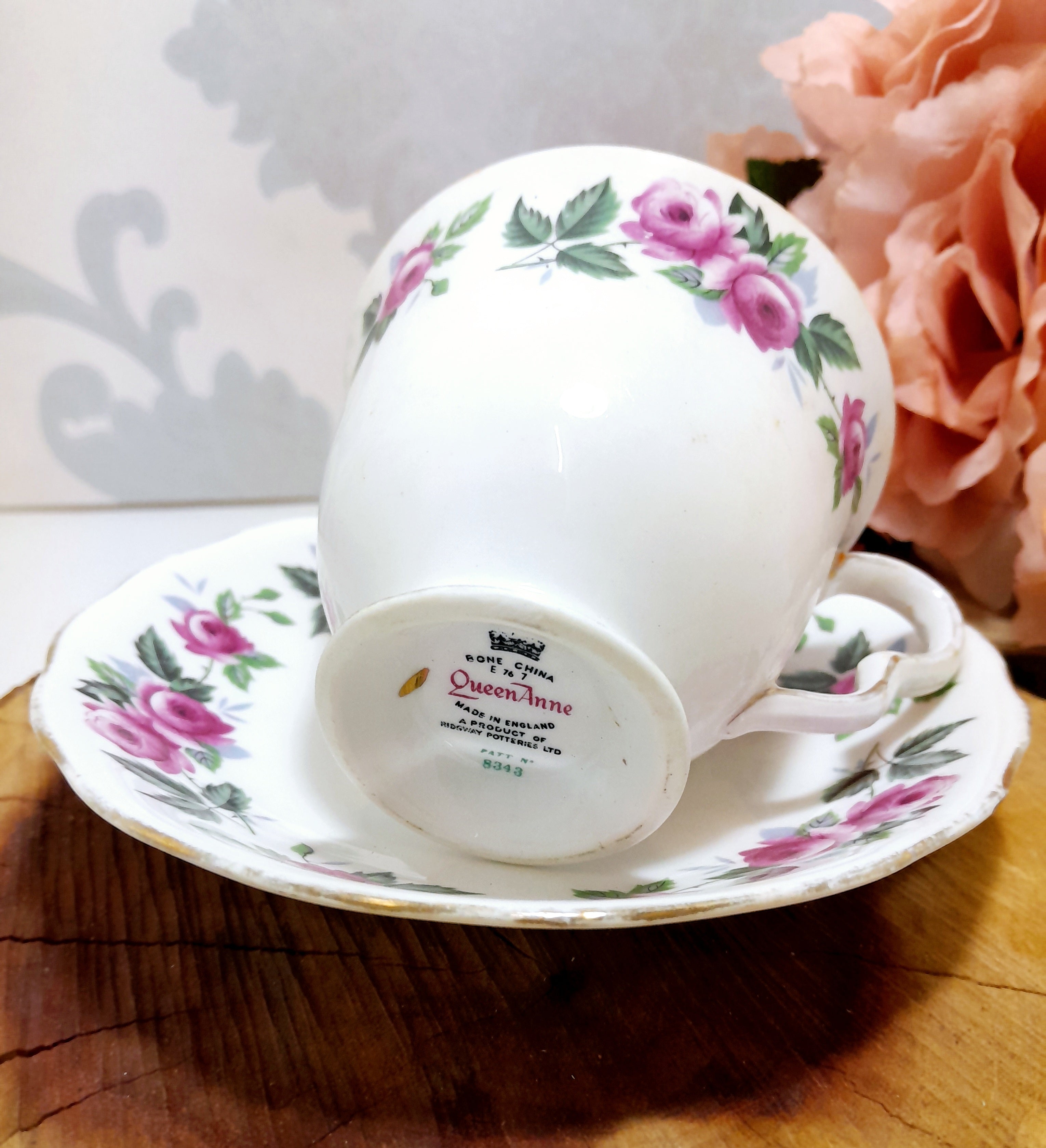 Vintage Fine Bone China Queen Anne Tea Duo – Cup & Saucer – Pattern 8343
