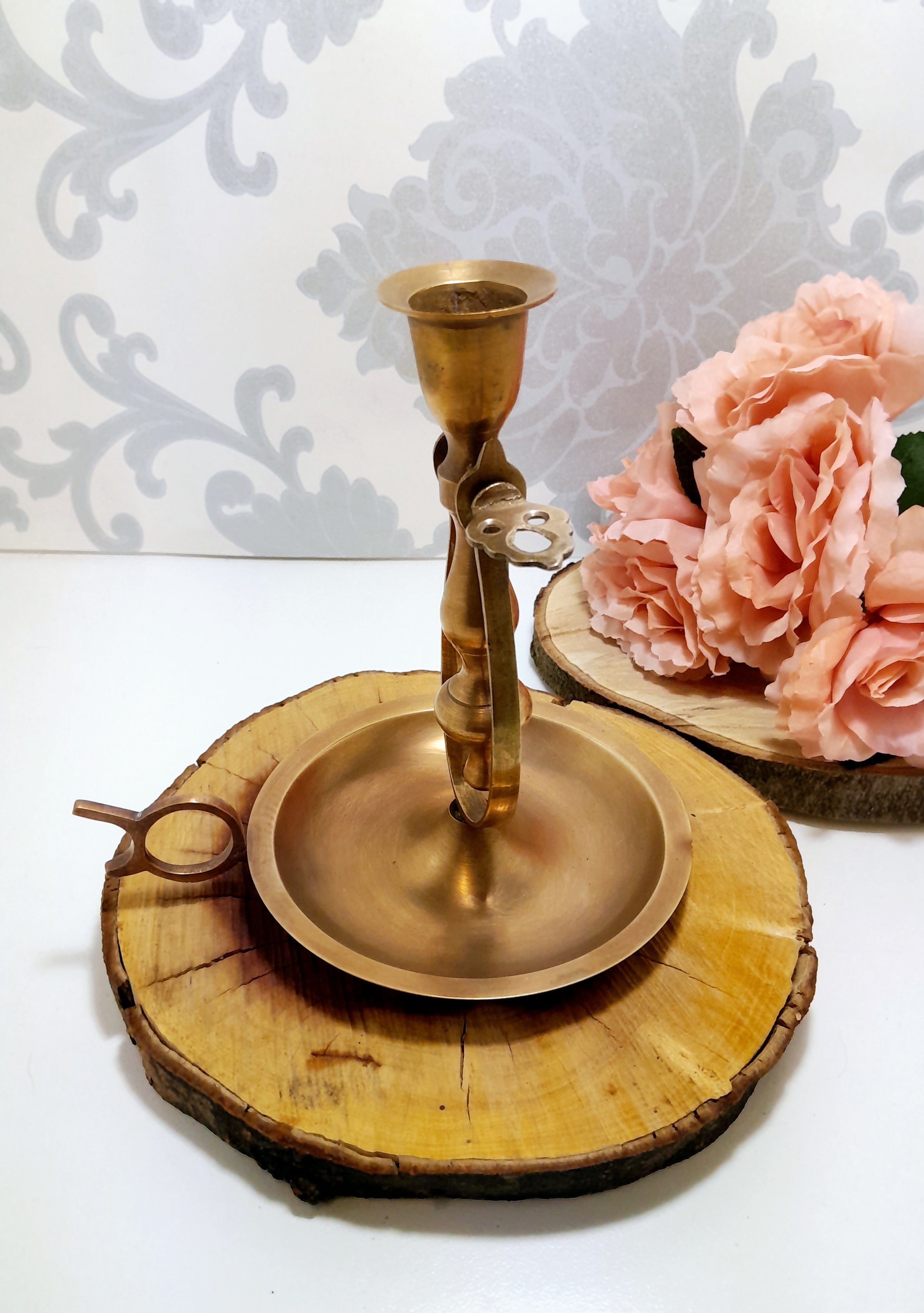 Unique Vintage Single Brass Pendulum Candle Holder