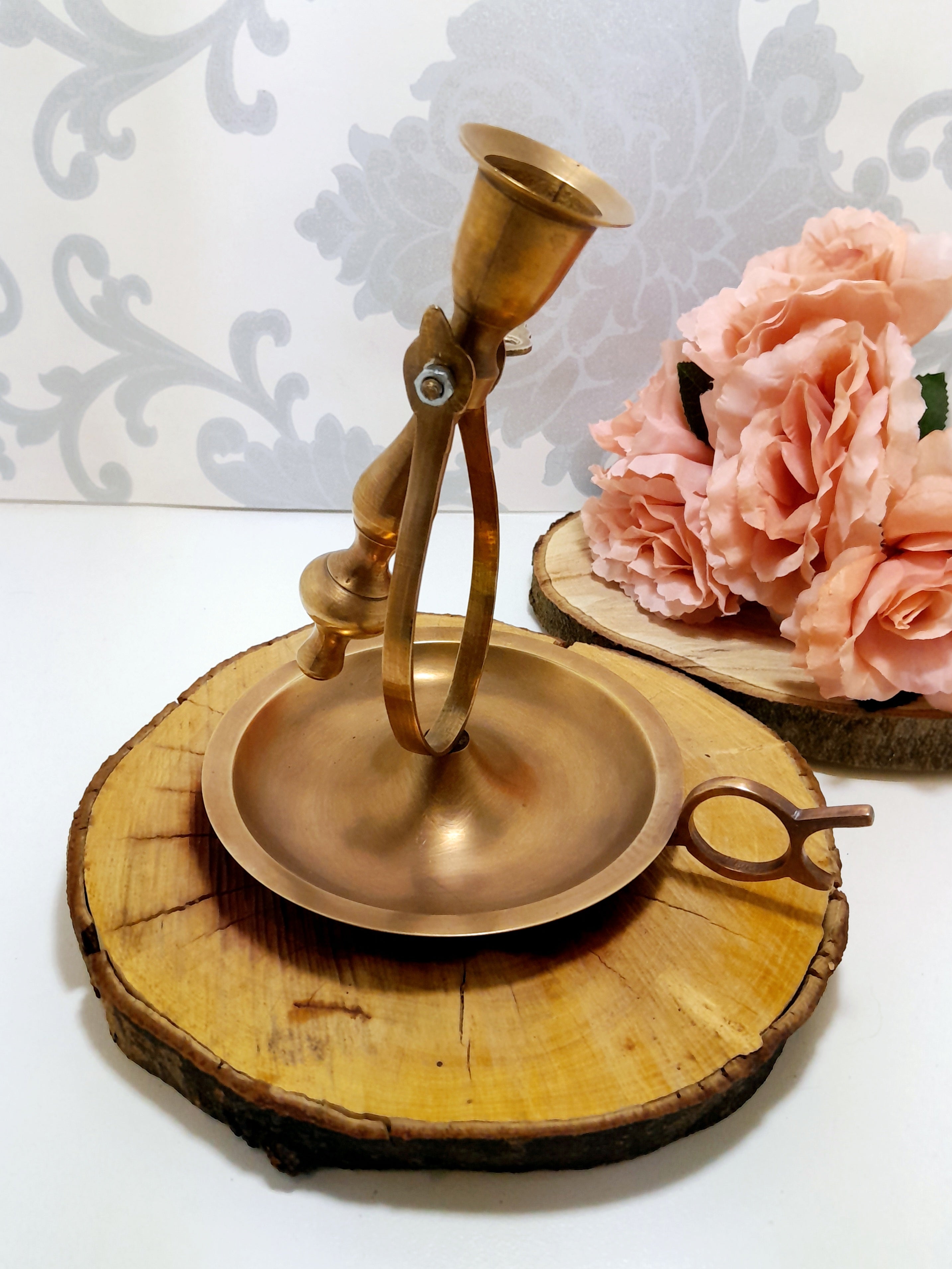 Unique Vintage Single Brass Pendulum Candle Holder