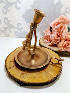 Unique Vintage Single Brass Pendulum Candle Holder