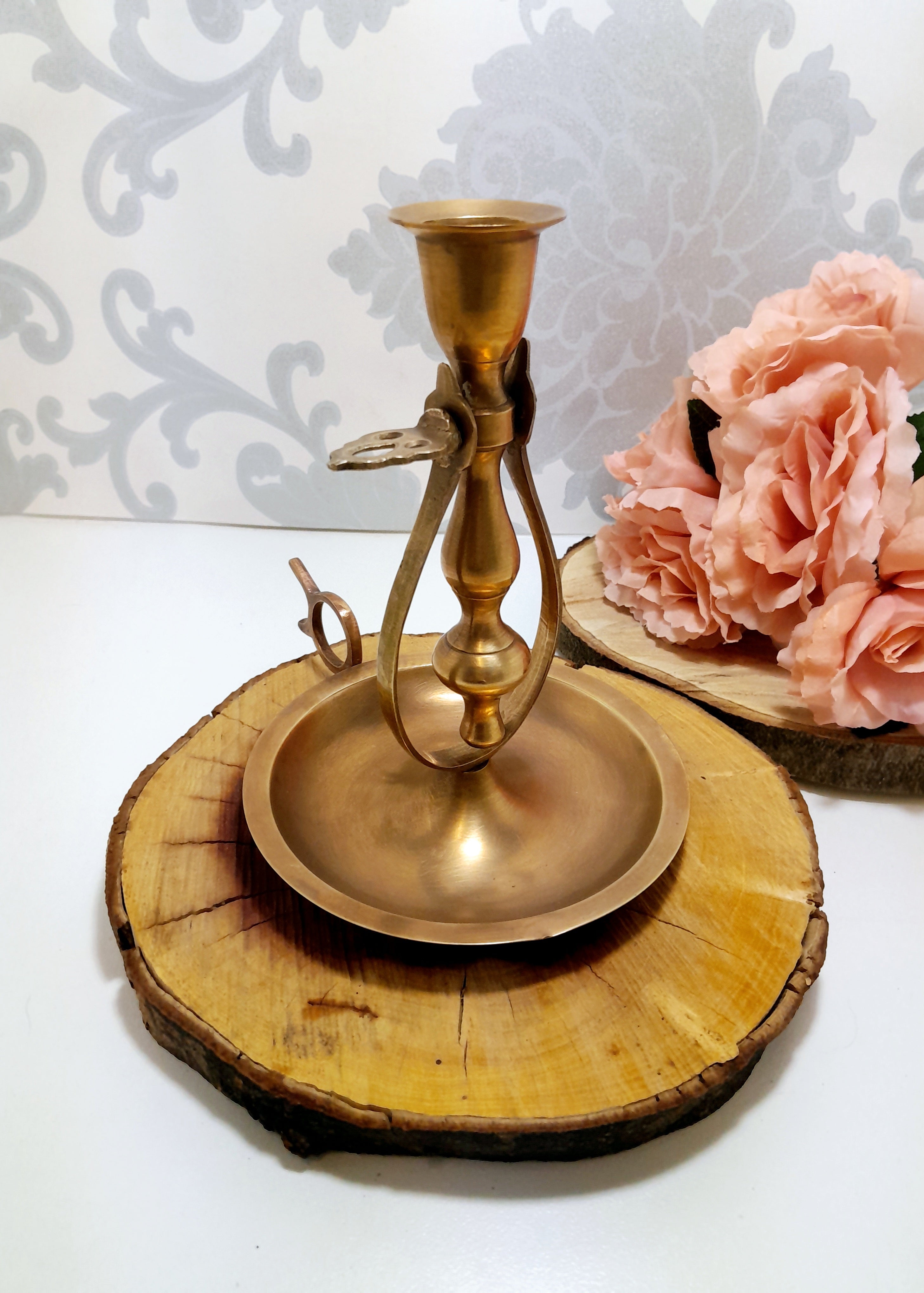 Unique Vintage Single Brass Pendulum Candle Holder
