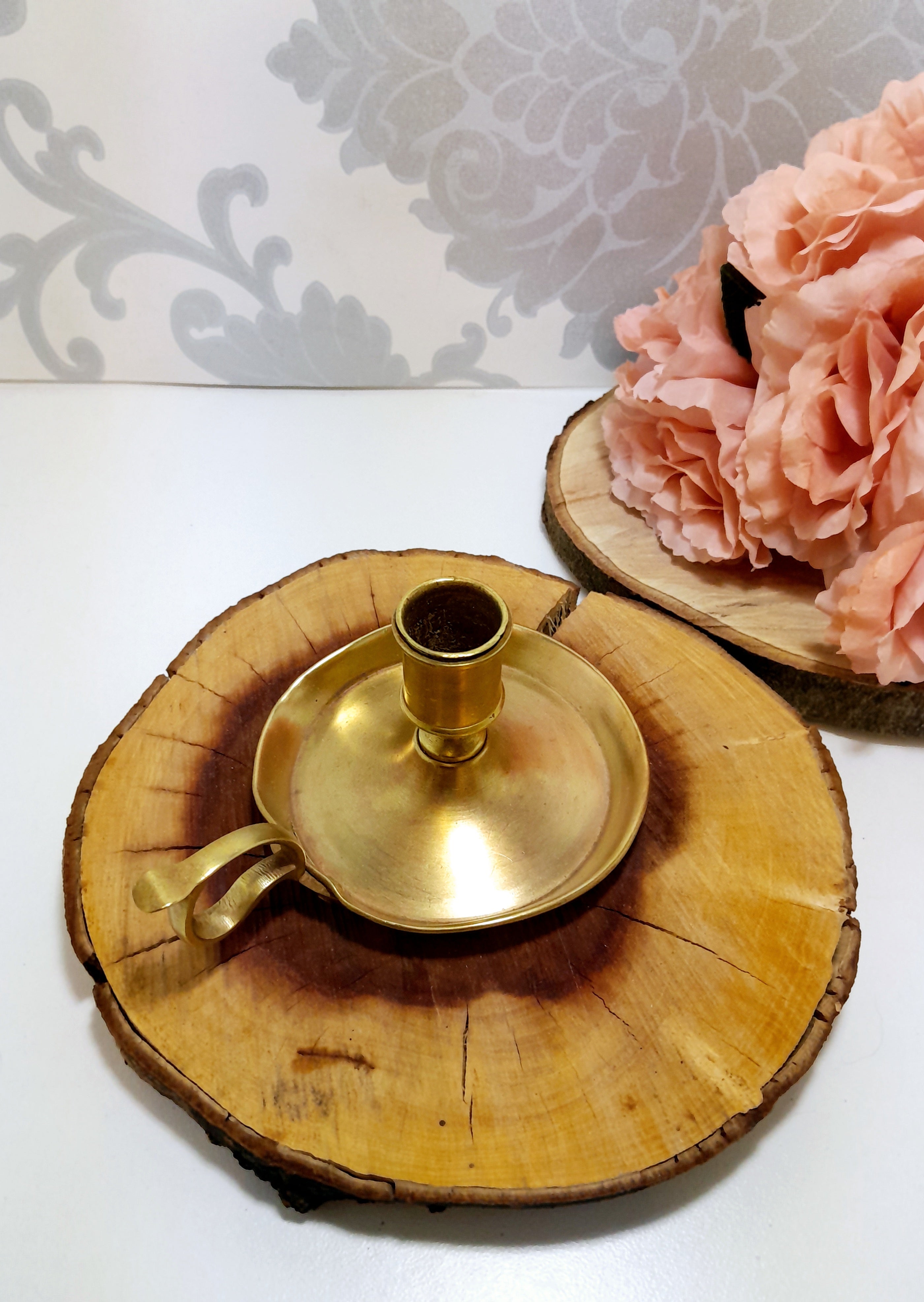 Vintage Solid Brass Single Candle Holder
