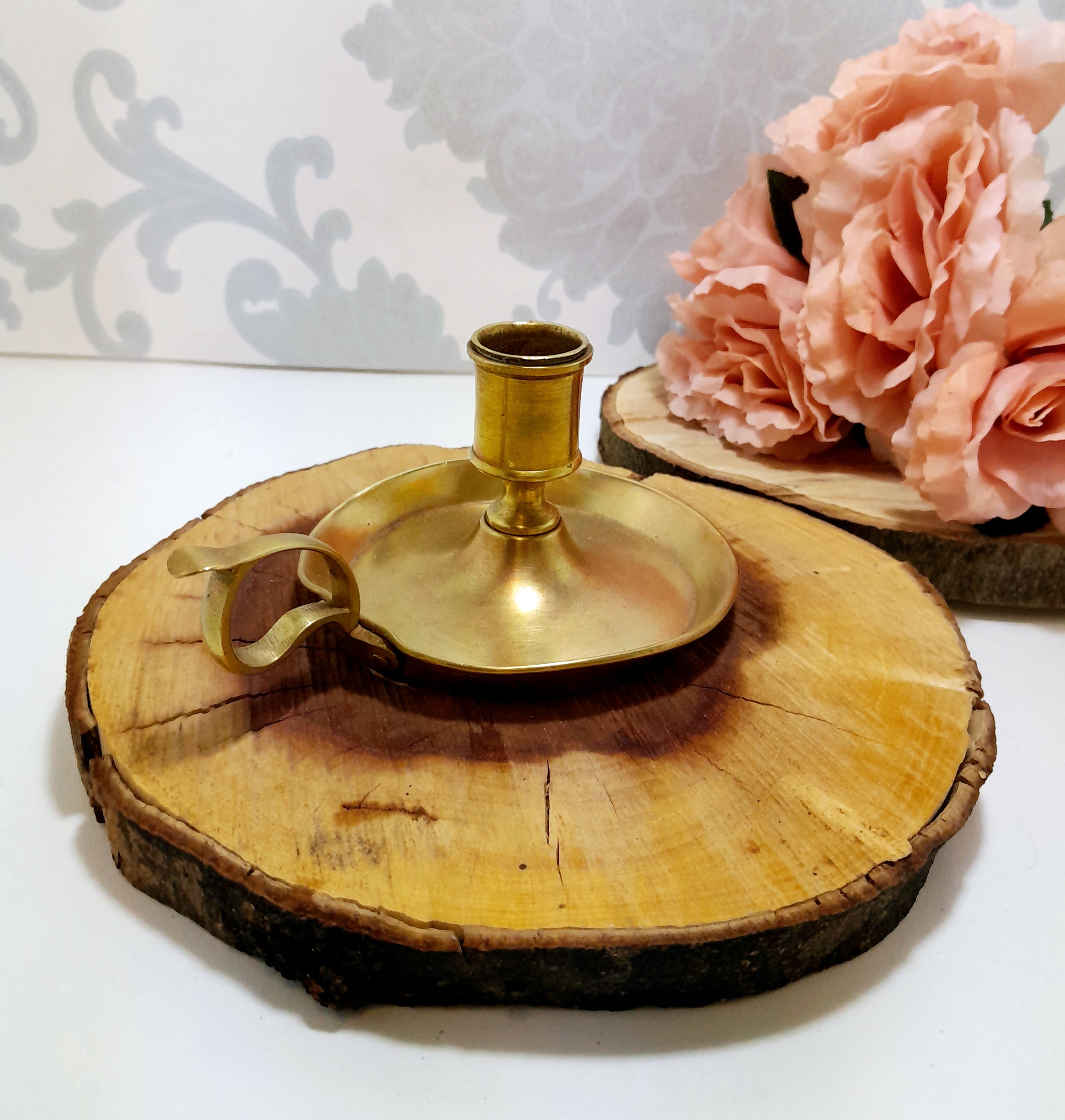 Vintage Solid Brass Single Candle Holder