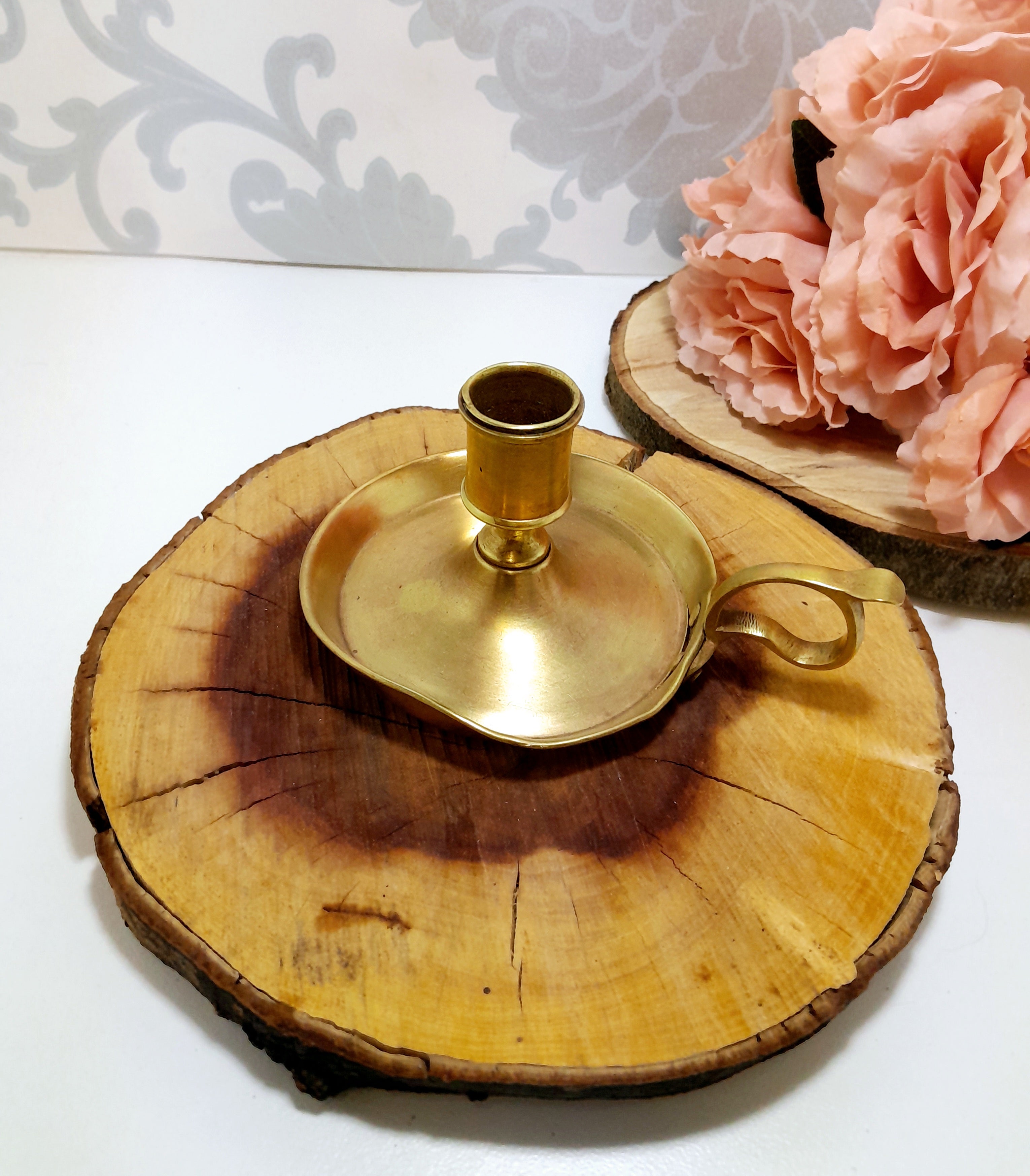 Vintage Solid Brass Single Candle Holder