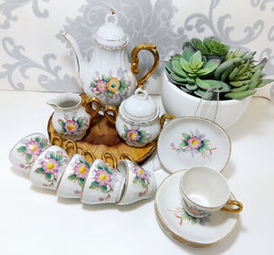 Complete Vintage Japanese Fine Bone China Demitasse Set