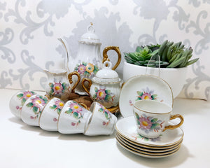 Complete Vintage Japanese Fine Bone China Demitasse Set
