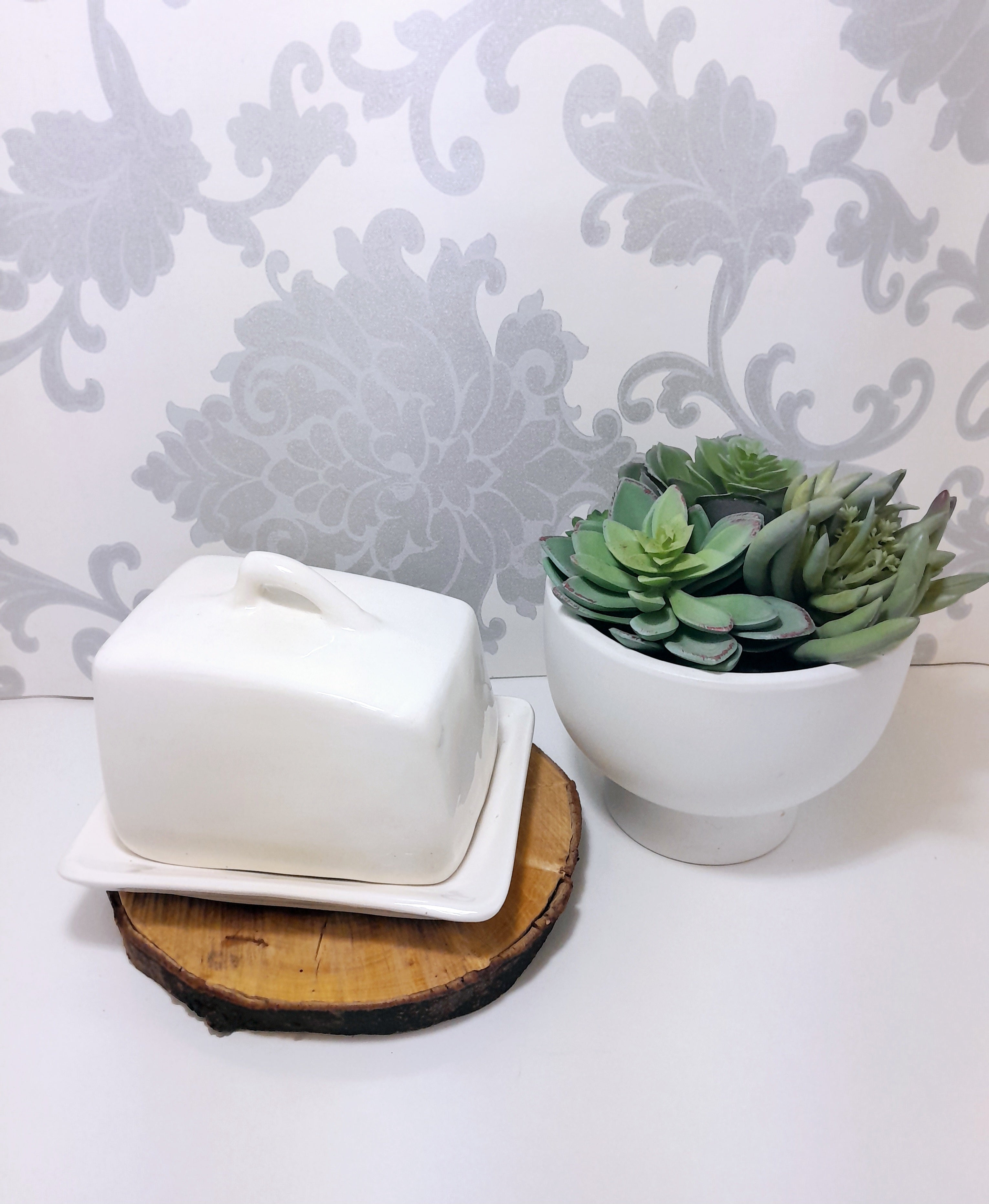 Simple, Yet Elegant Off White Handmade & Glazed Pottery Cheese Dish