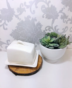 Simple, Yet Elegant Off White Handmade & Glazed Pottery Cheese Dish