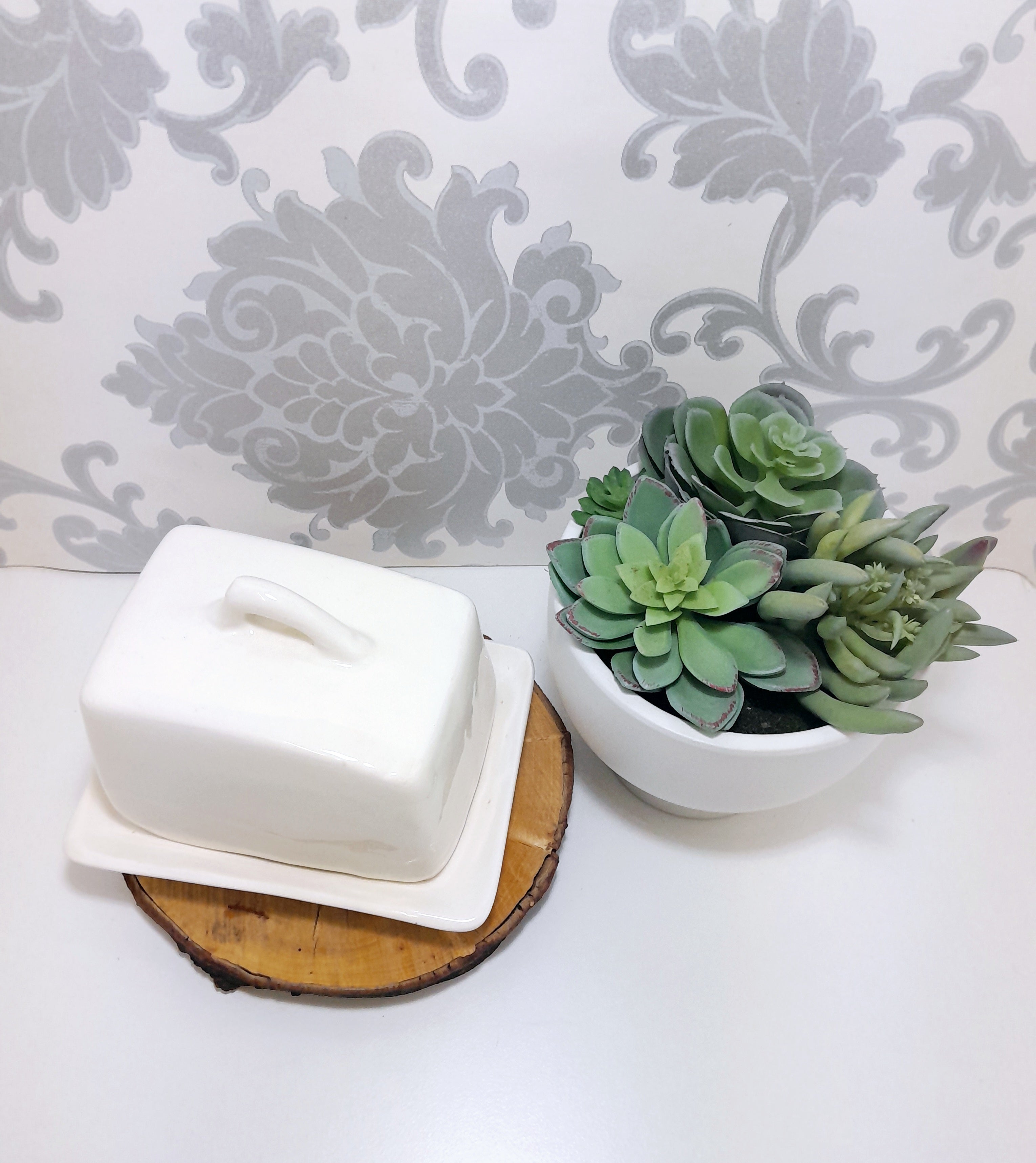 Simple, Yet Elegant Off White Handmade & Glazed Pottery Cheese Dish