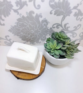 Simple, Yet Elegant Off White Handmade & Glazed Pottery Cheese Dish