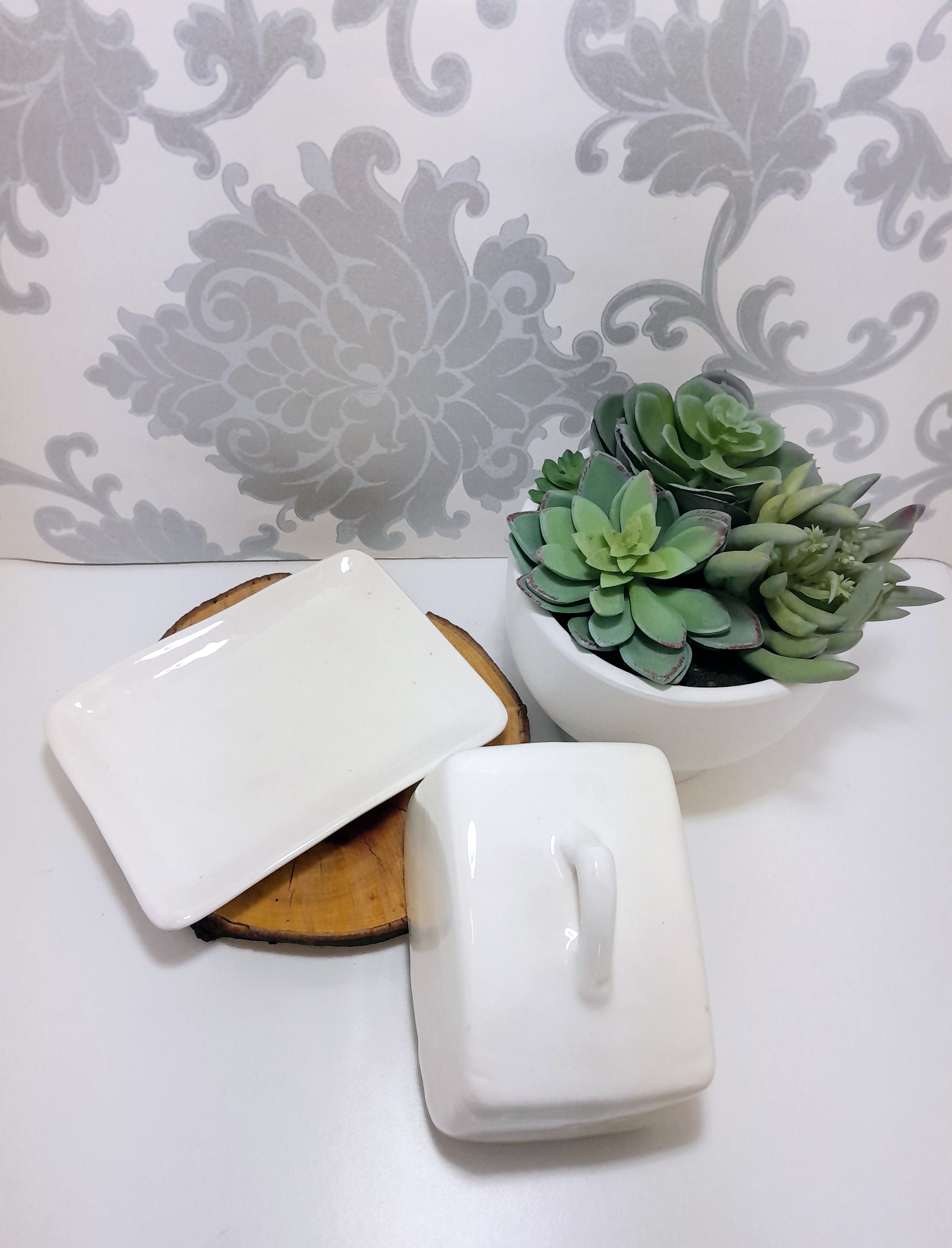Simple, Yet Elegant Off White Handmade & Glazed Pottery Cheese Dish