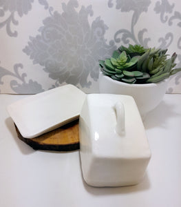 Simple, Yet Elegant Off White Handmade & Glazed Pottery Cheese Dish