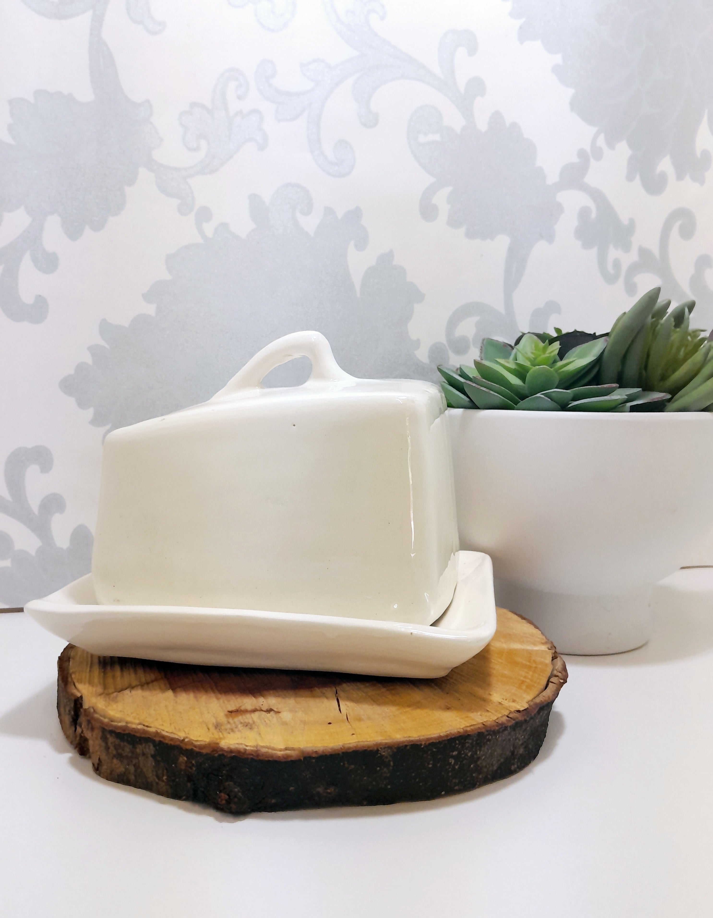 Simple, Yet Elegant Off White Handmade & Glazed Pottery Cheese Dish
