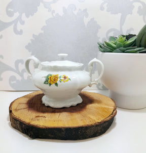 Pioneer Porcelain Vintage Double Handle Lidded Sugar Bowl – Yellow Rose