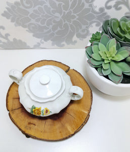 Pioneer Porcelain Vintage Double Handle Lidded Sugar Bowl – Yellow Rose