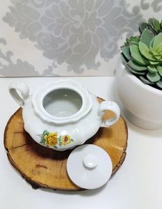 Pioneer Porcelain Vintage Double Handle Lidded Sugar Bowl – Yellow Rose