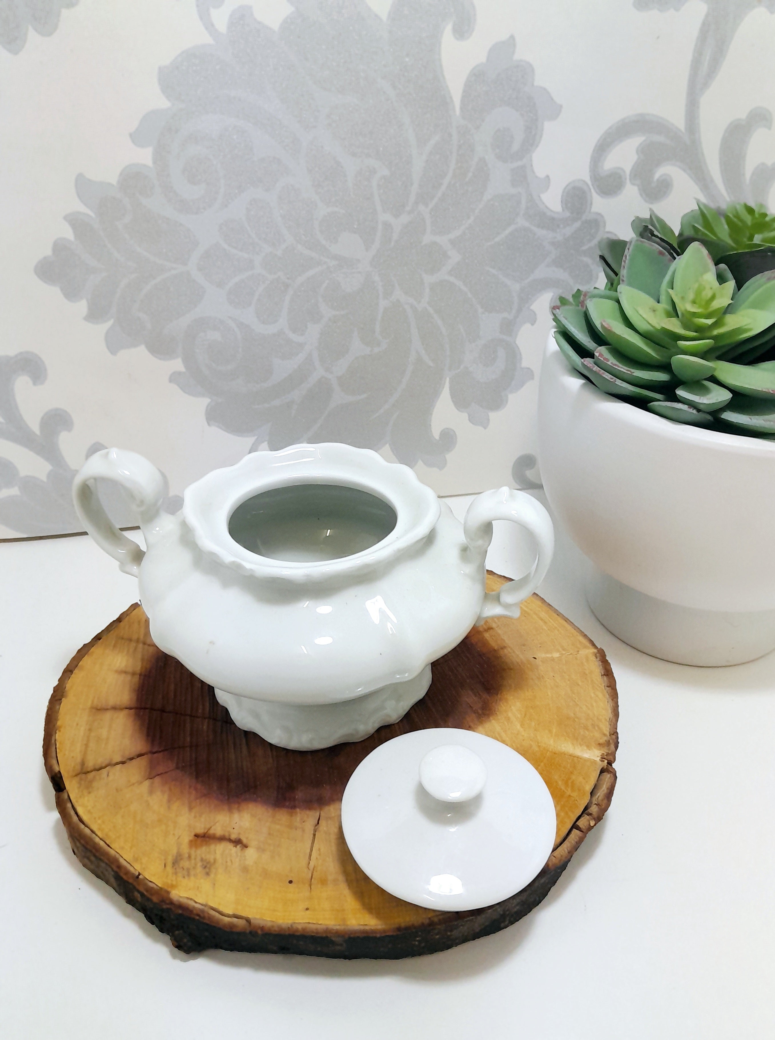 Pioneer Porcelain Vintage Double Handle Lidded Sugar Bowl – Yellow Rose