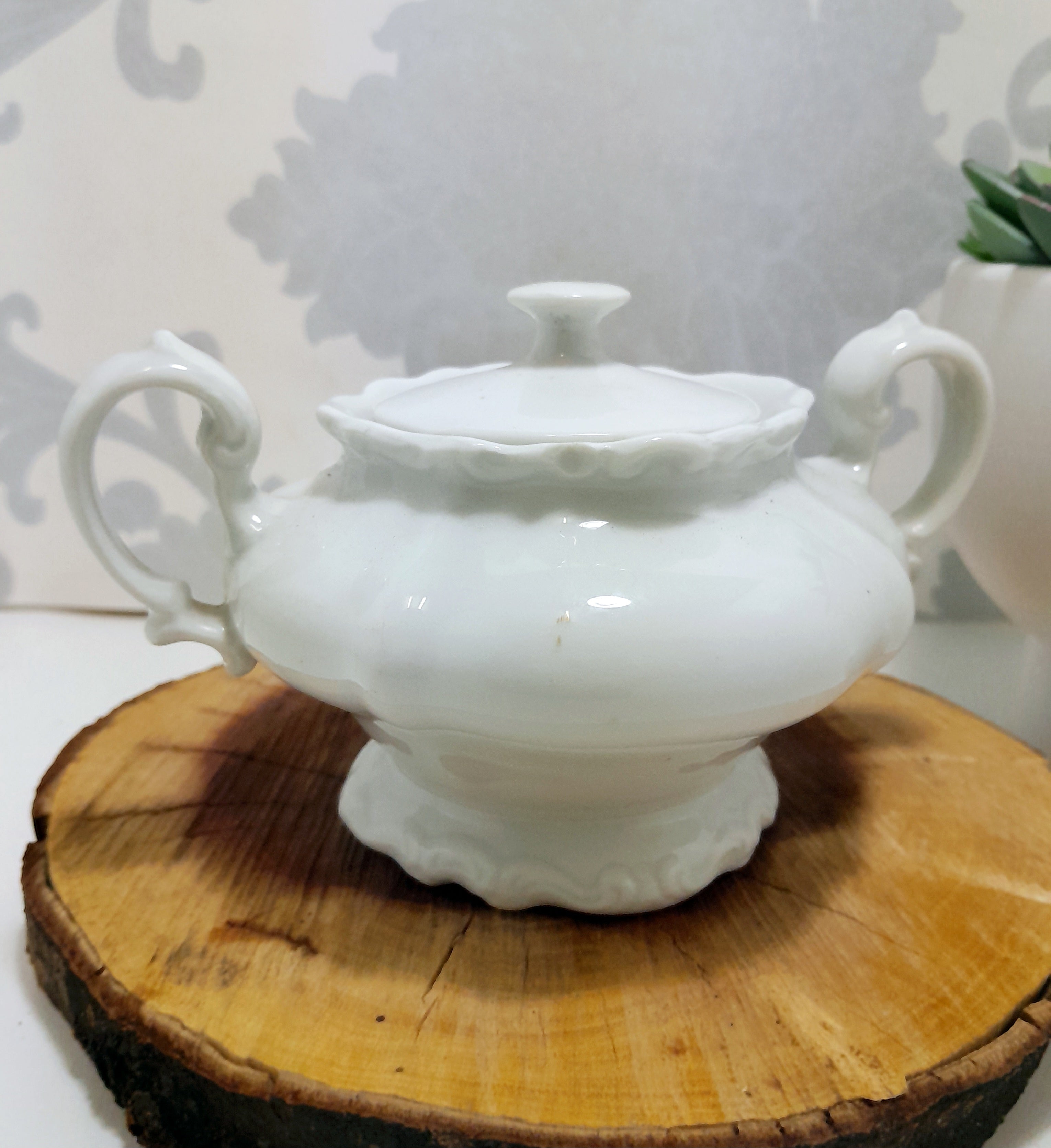 Pioneer Porcelain Vintage Double Handle Lidded Sugar Bowl – Yellow Rose