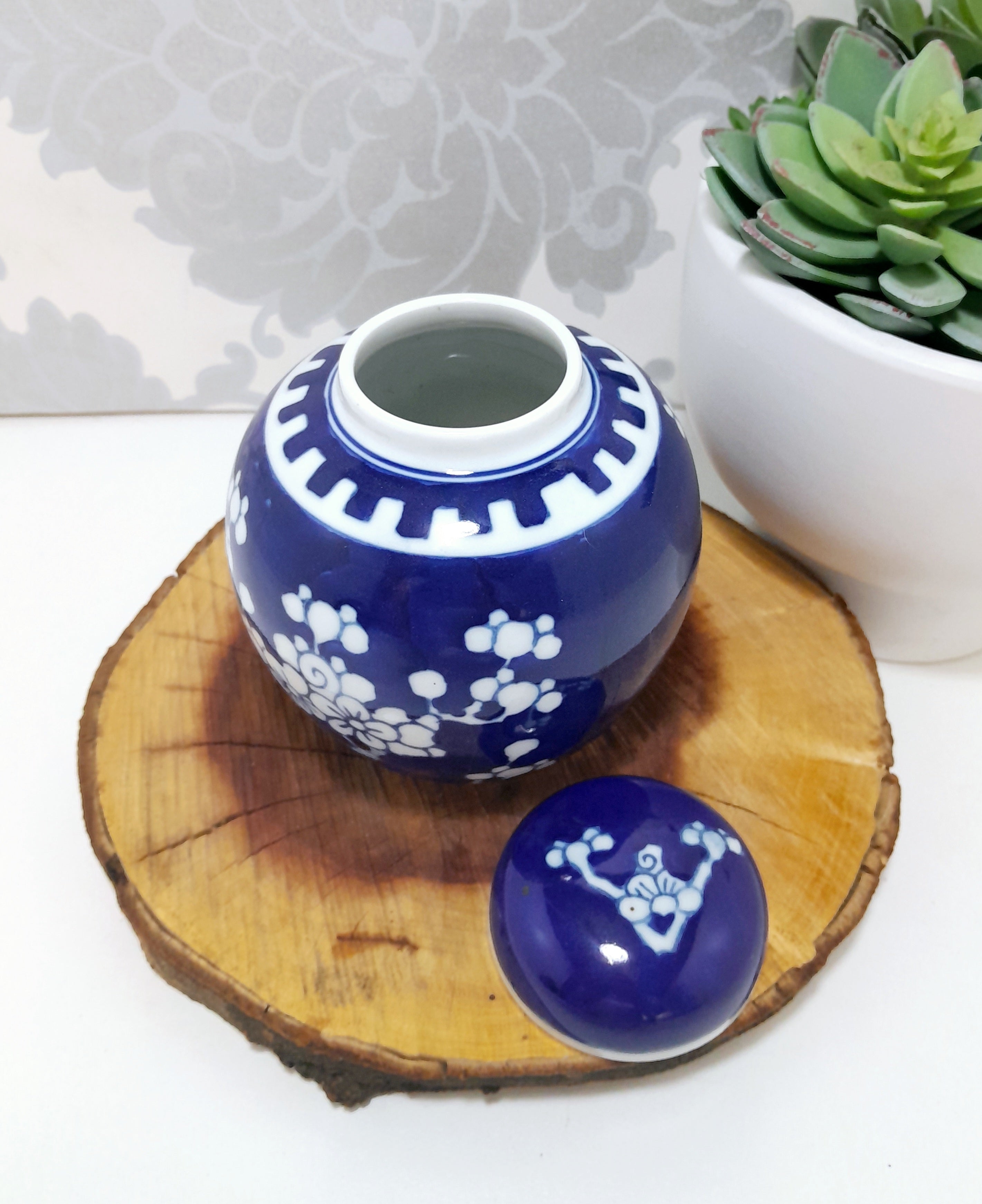 Cobalt Blue & White Cherry Blossom Ginger Jar