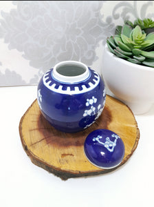 Cobalt Blue & White Cherry Blossom Ginger Jar