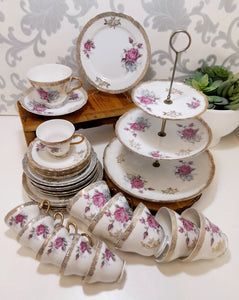Exquisite 30 Pieces Unmarked Tea & Coffee Set With Matching 3 Tier Cake Stand