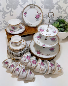 Exquisite 30 Pieces Unmarked Tea & Coffee Set With Matching 3 Tier Cake Stand