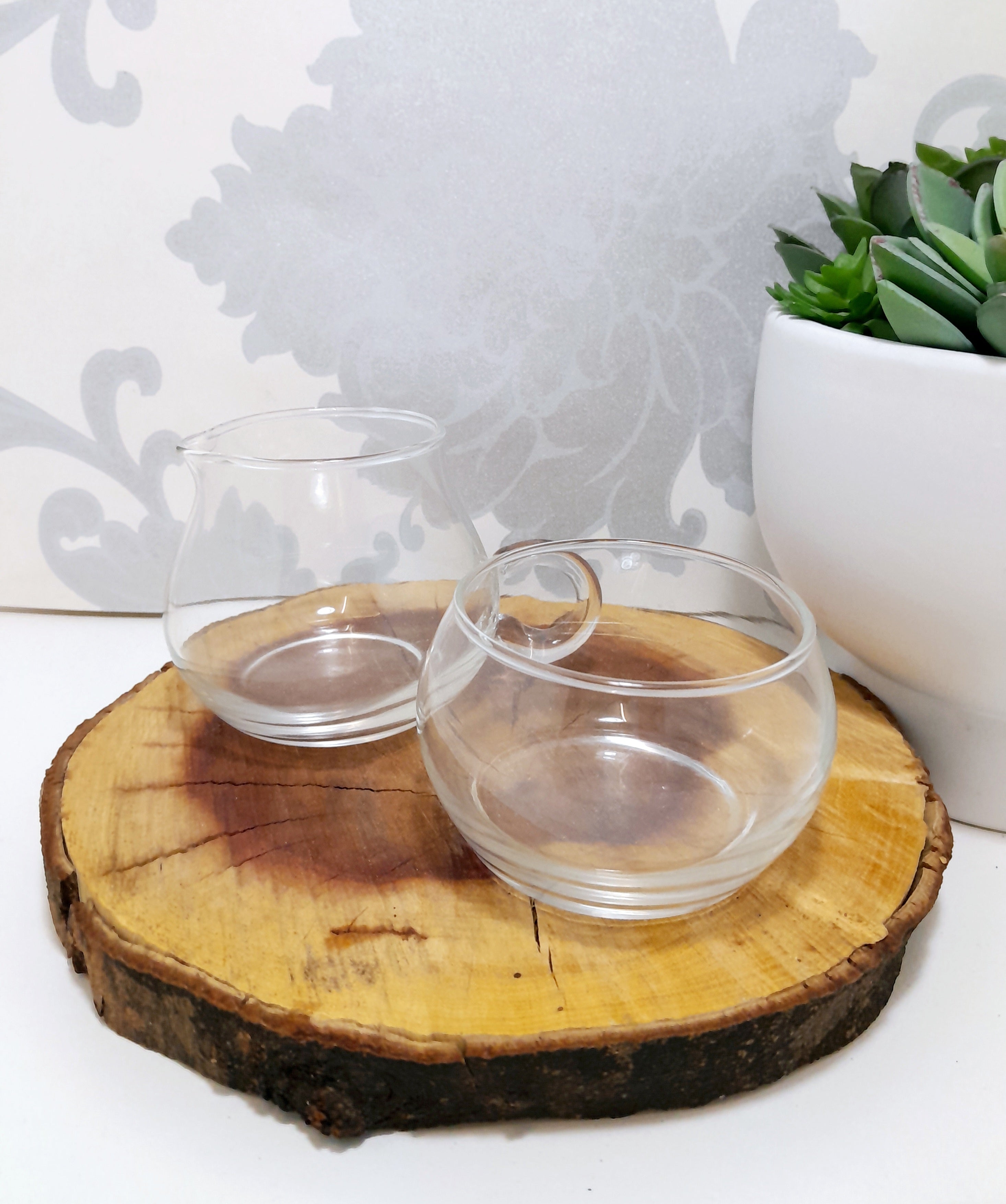 Clear Glass Milk Jug & Sugar Bowl Set