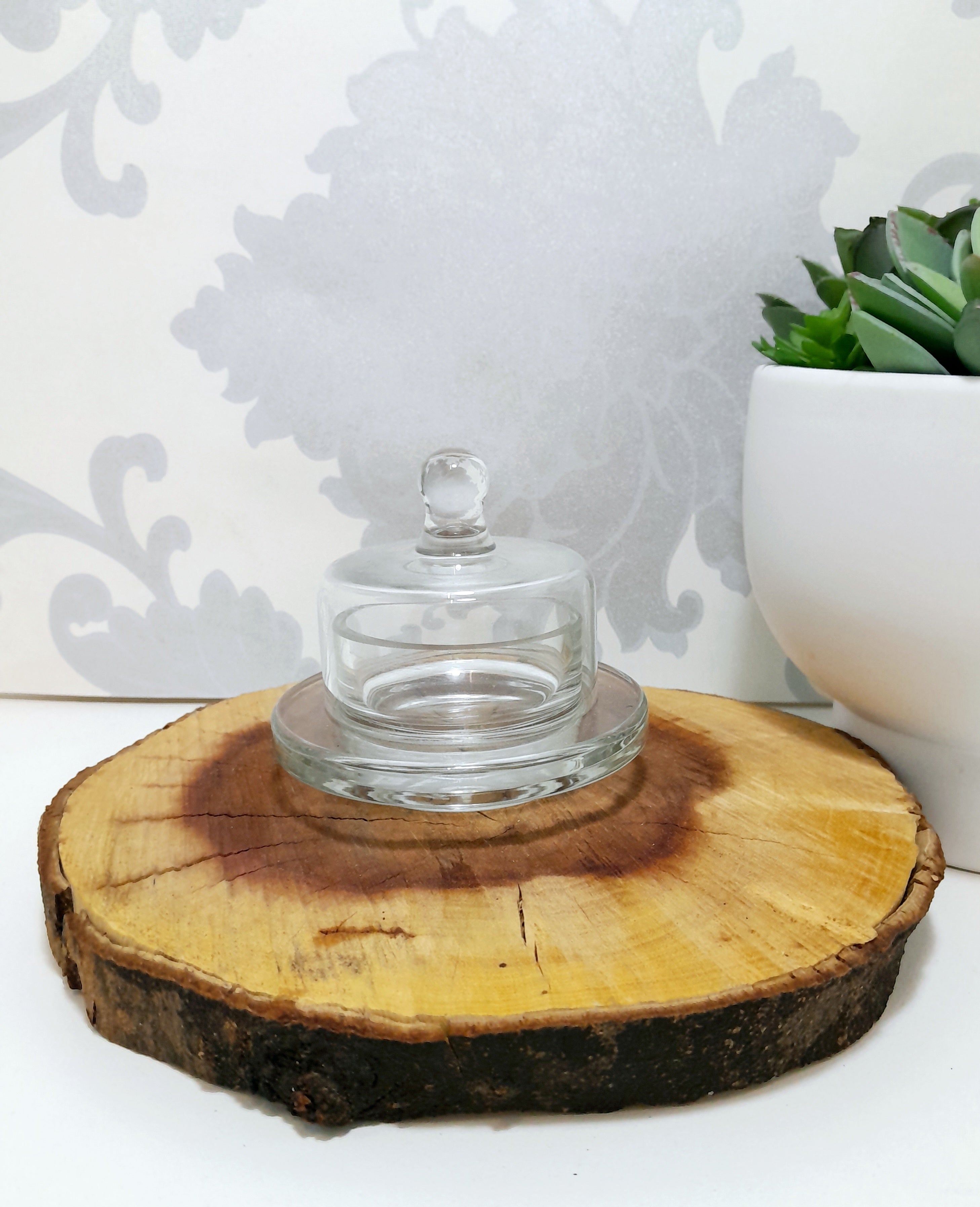 Small Clear Glass Domed Butter Dish