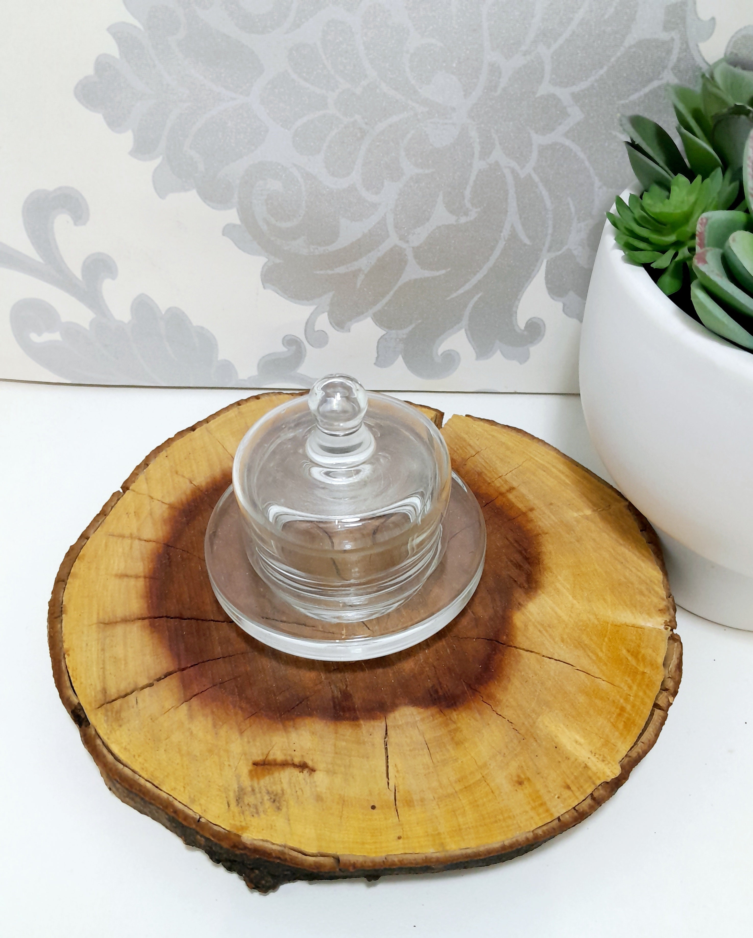 Small Clear Glass Domed Butter Dish