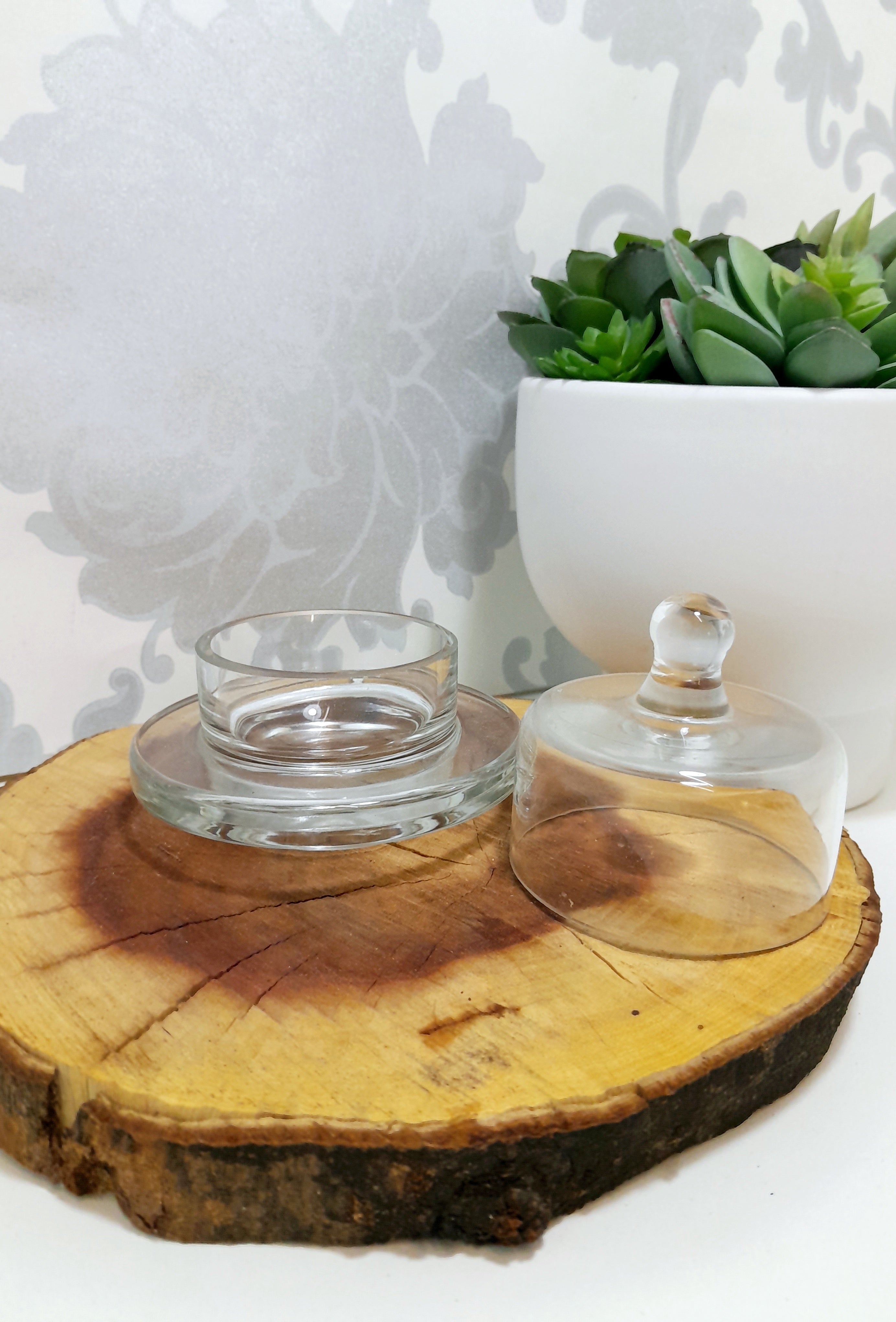 Small Clear Glass Domed Butter Dish