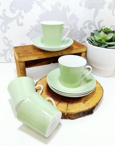 Vintage Set Of 4 Soft Green South African Constantia Duos – Cups & Saucers