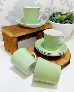 Vintage Set Of 4 Soft Green South African Constantia Duos – Cups & Saucers
