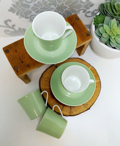 Vintage Set Of 4 Soft Green South African Constantia Duos – Cups & Saucers