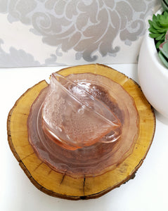 Gorgeous Salmon Pink Glass Trio – Cup, Saucer & Tea Plate