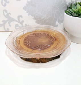 Gorgeous Salmon Pink Glass Cake/Biscuit Plate