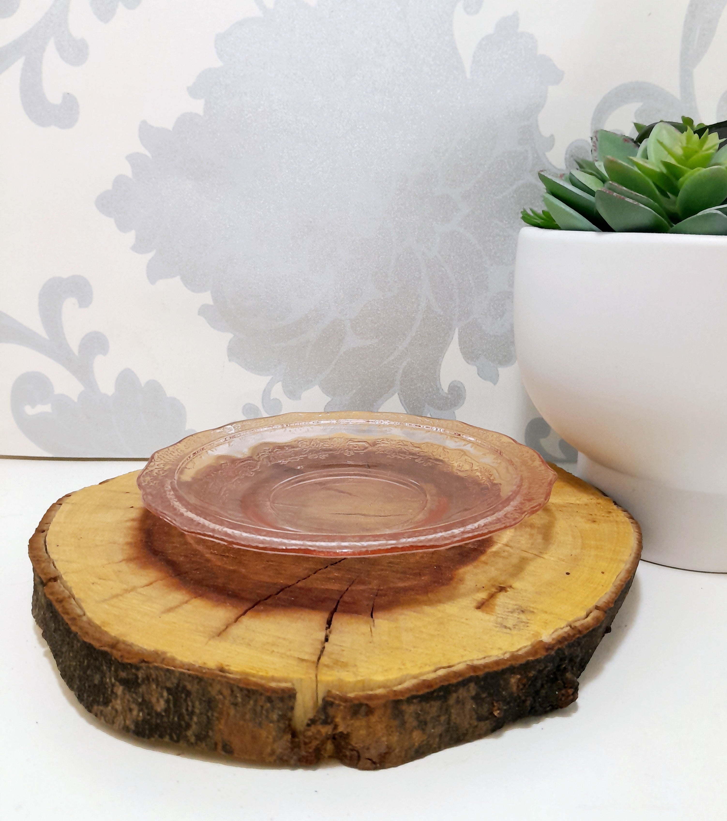 Salmon Pink Glass Saucer