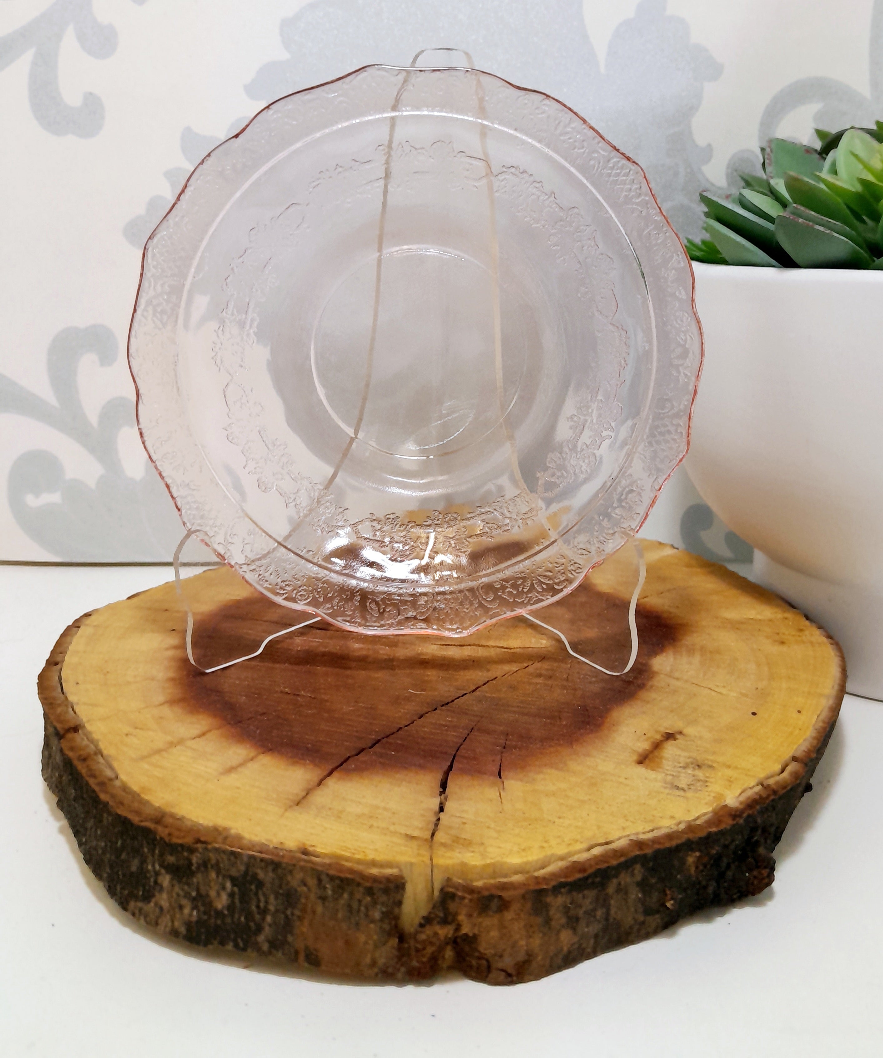 Salmon Pink Glass Saucer