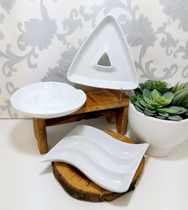 Set Of 3 Classic White Small Crudités Platters