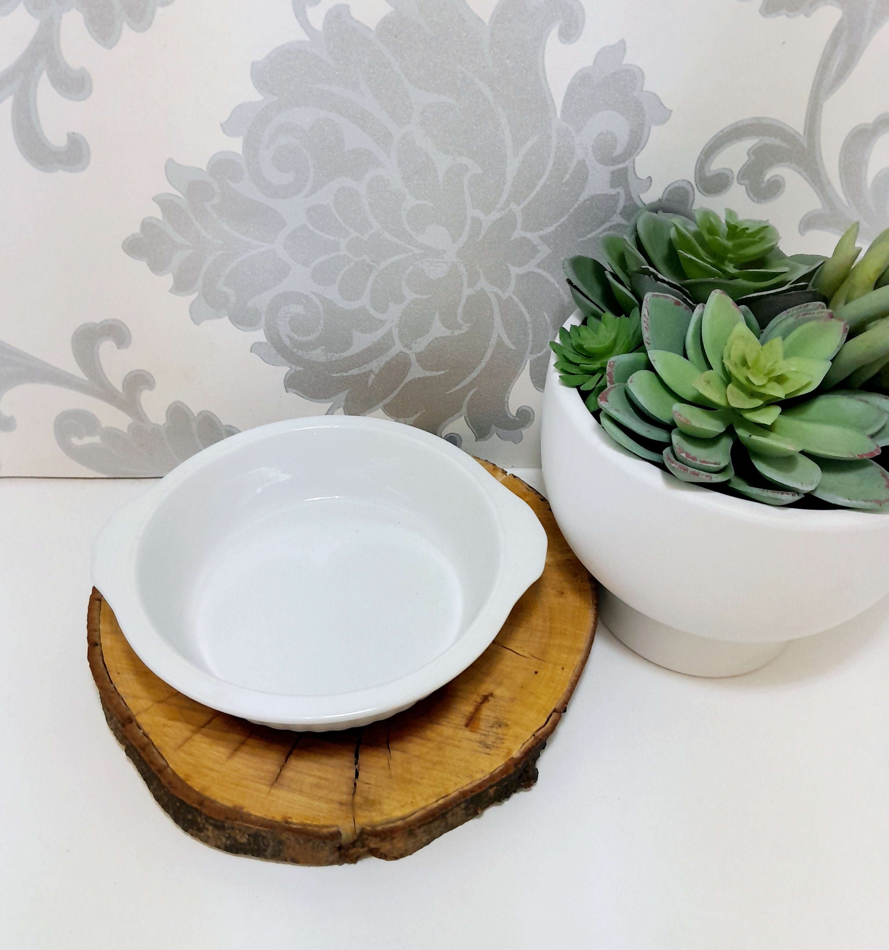 Small White Porcelain Pie Dish With Handles