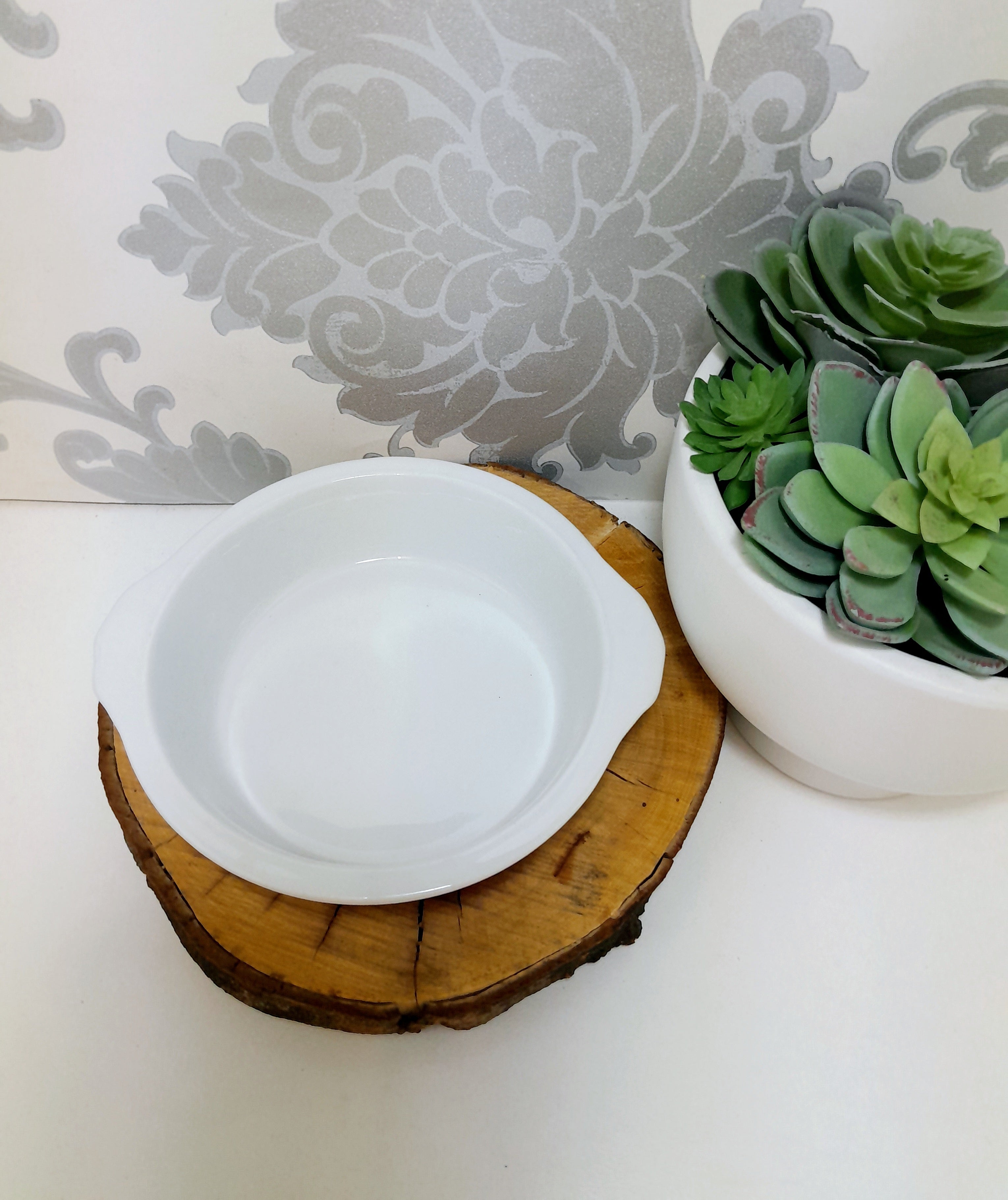 Small White Porcelain Pie Dish With Handles