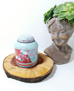 Vintage Woolworths Rooibos Tea Tin – Light Blue With Deep Pink