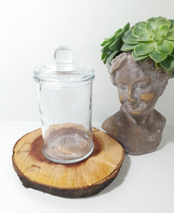 Clear Glass Storage Jar With Tight Fitting Lid & Knob Finial