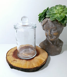 Clear Glass Storage Jar With Tight Fitting Lid & Knob Finial