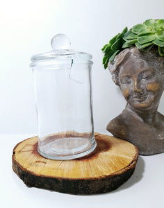 Clear Glass Storage Jar With Tight Fitting Lid & Knob Finial