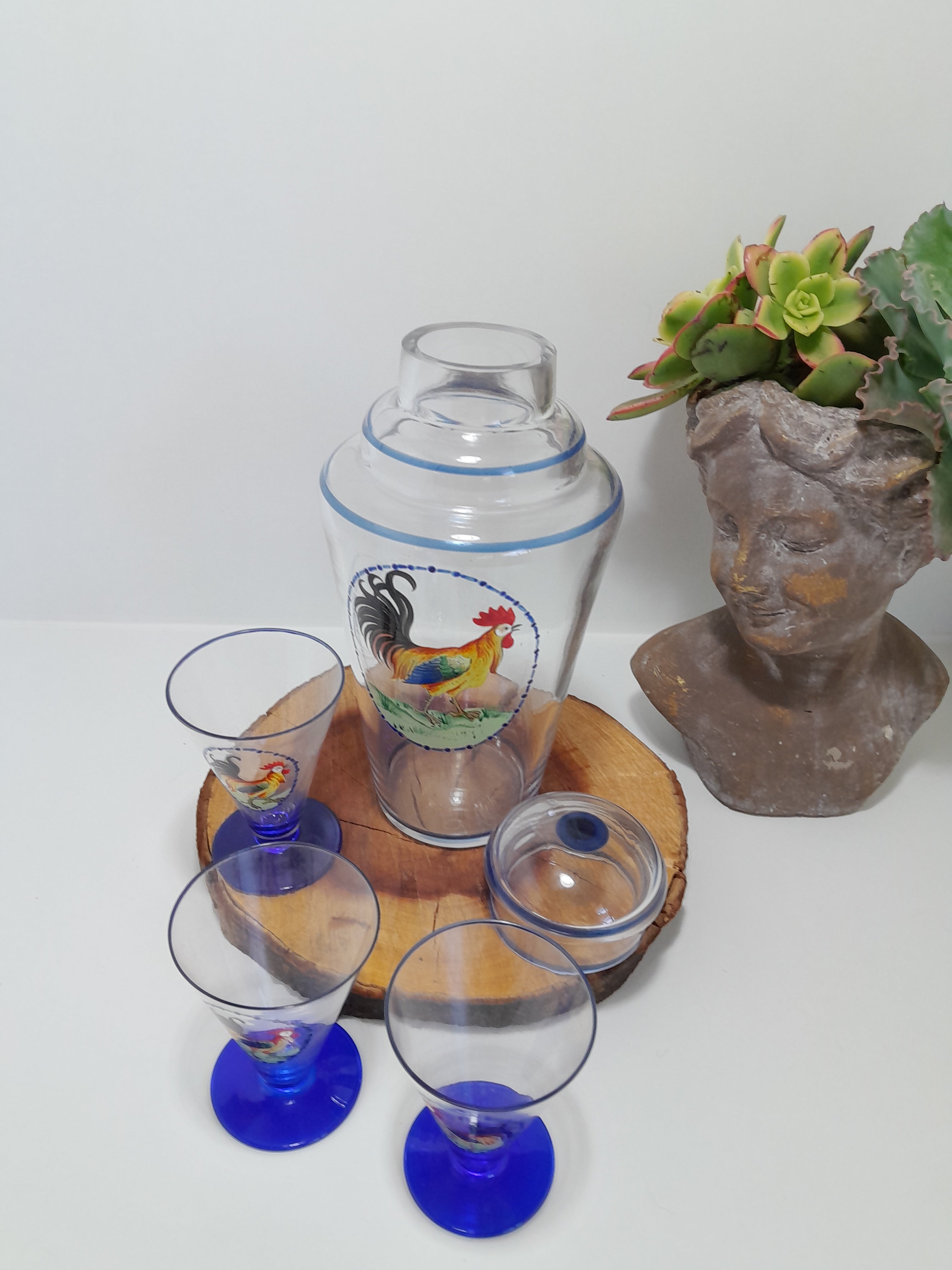 C. 1930s – 1940s A Set of Vintage Art Deco Style Glassware – Decanter and 3 Glasses