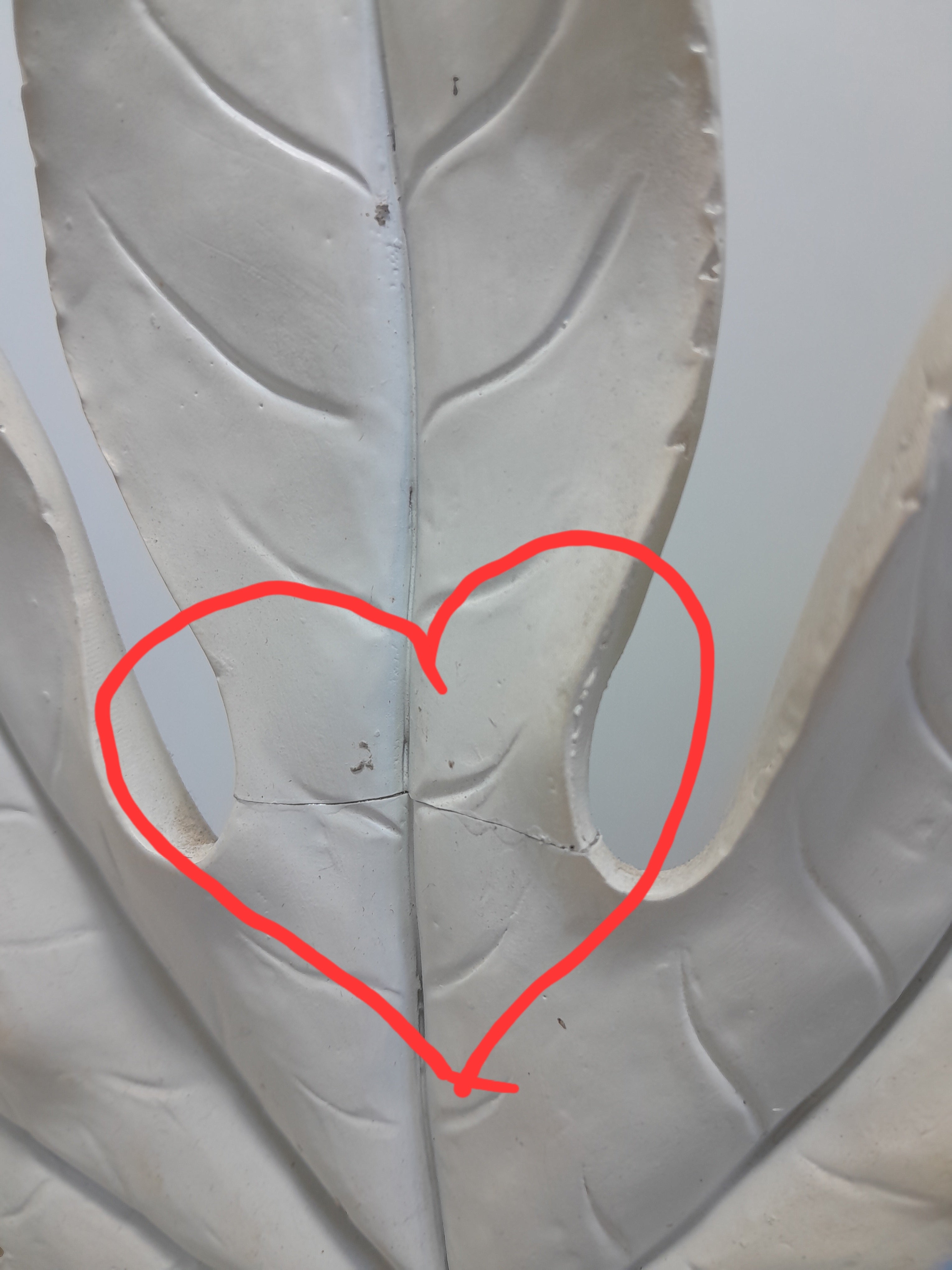 White Resin Carved Leaf Sculpture on a Stand - Home Decor