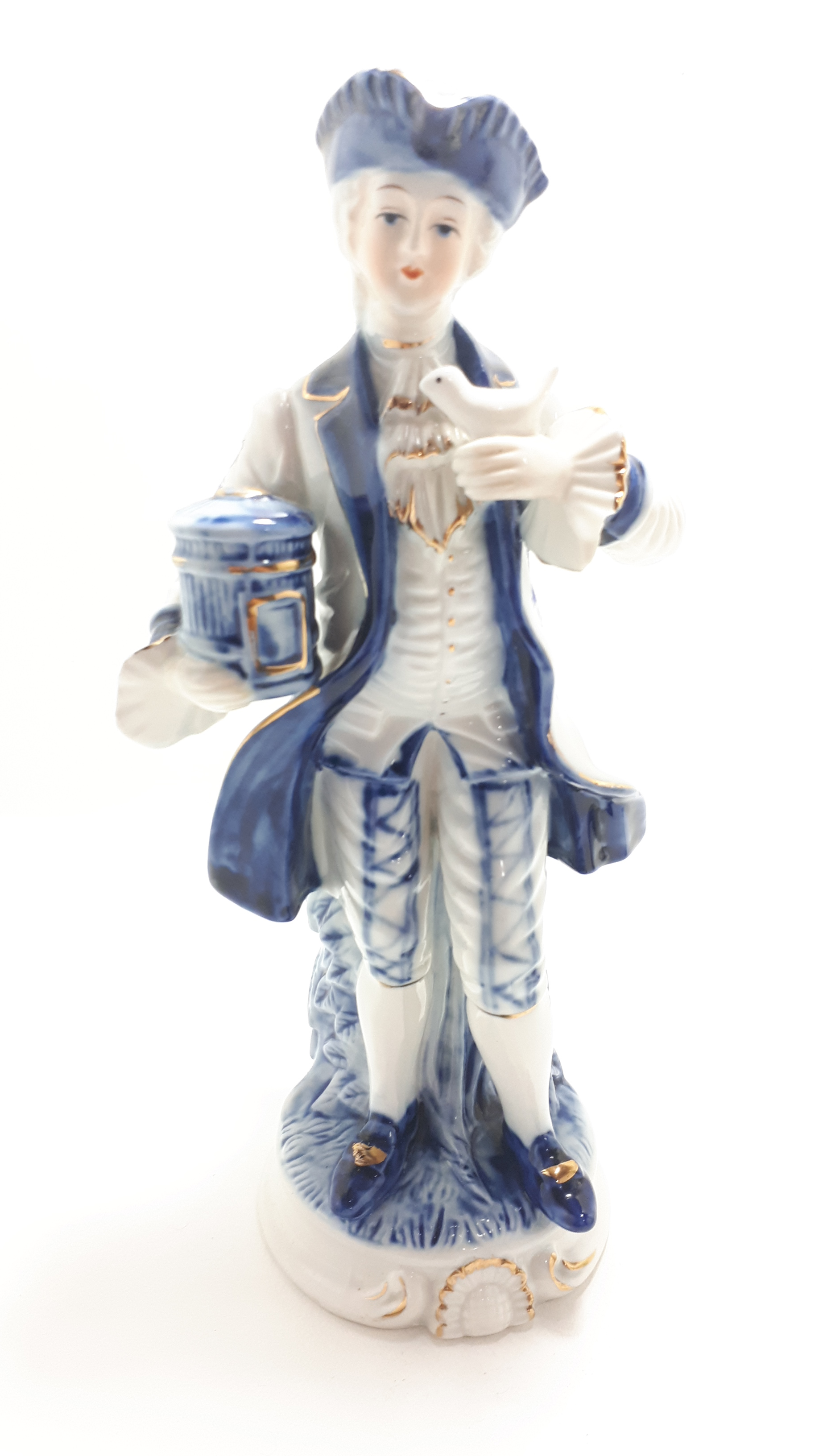 1925-1967 Collectable Fine Porcelain Blue & White Capodimonte Victorian Figurine Pair – Male & Female