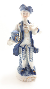 1925-1967 Collectable Fine Porcelain Blue & White Capodimonte Victorian Figurine Pair – Male & Female