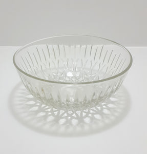 Vintage Pressed Glass Salad Bowl With Tulip-Style Pattern