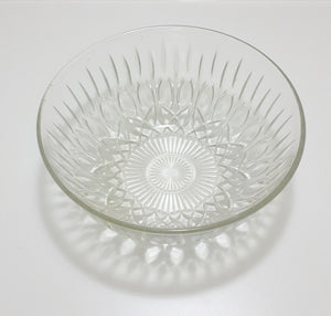 Vintage Pressed Glass Salad Bowl With Tulip-Style Pattern